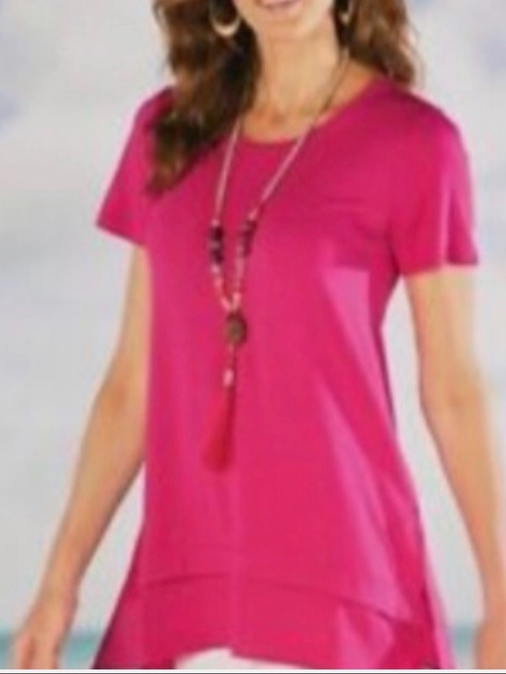 Soft Surroundings Women’s Fuchsia Short Sleeve Tunic Top